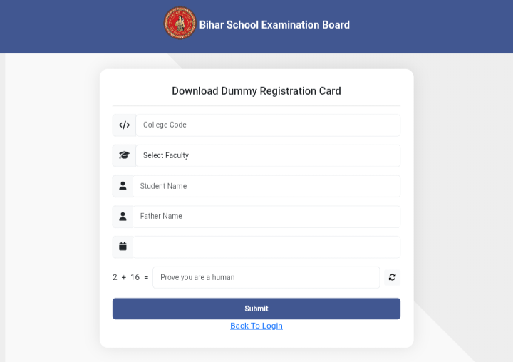 Bihar Board 12th Dummy Registration card 2027 Download Windows