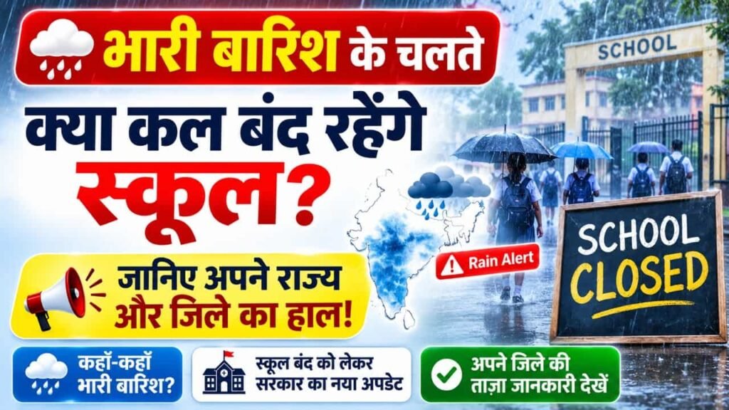 School Holiday Update: भारी बारिश के चलते क्या कल बंद रहेंगे स्कूल? जानिए अपने राज्य और जिले का हाल! 1 School Holiday Update